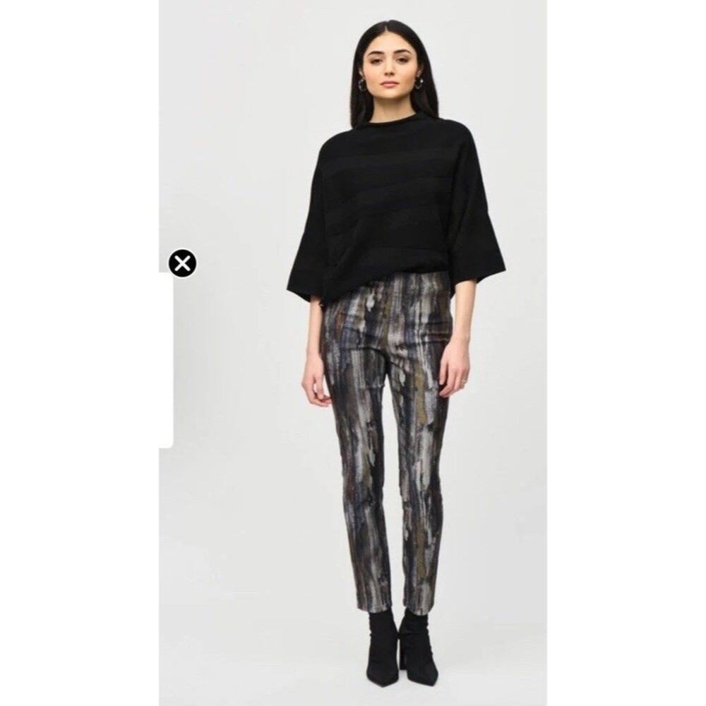 Joseph Ribkoff Abstract Print Pull On Classic  Slim Pants Women 10 Stretch Art